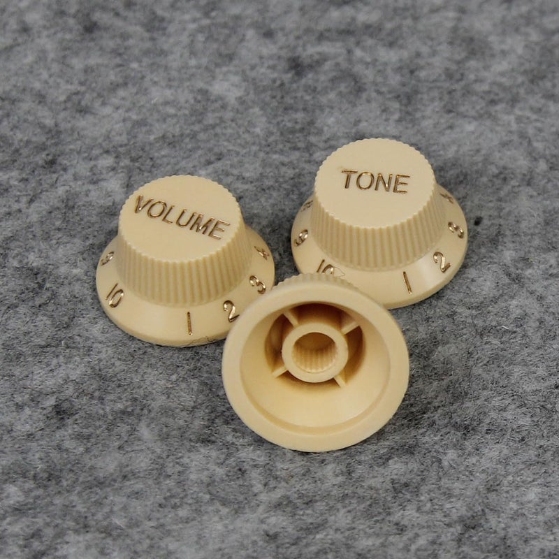 FLEOR 2T1V Guitar Knobs Set 24 Spline Electric Guitar Knobs 1 Volume 2 Tone Control Knob, Cream - Image 1